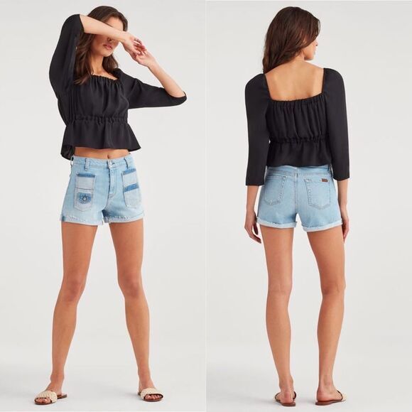 7 For All‎ Mankind Jean Shorts 28 Patch Pocket NWT - Picture 1 of 8
